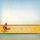 abstract background with butterfly and floral ornament