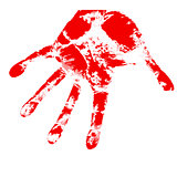 bloody hand prints, on a white background, vector.