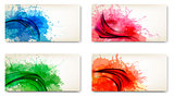 Abstract banners with watercolor splashes. Vector. 