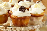 cupcakes  with cream and chocolate decorations