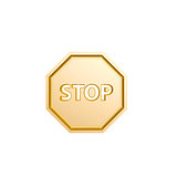 golden stop traffic sign