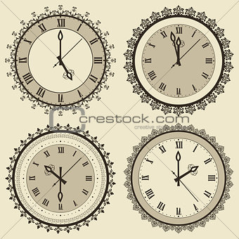 Vector Vintage Clock Set