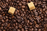 heap of coffee beans with cane-sugar