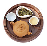 clay tea-things and green tea