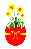 daffodils in egg pot