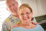 Happy Caucasian Senior Couple Portrait Inside
