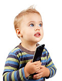 Baby boy with remote