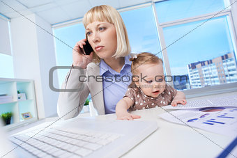 Businesswoman with daughter