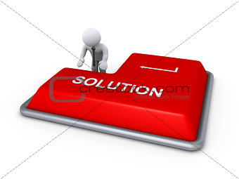 Businessman about to press solution button