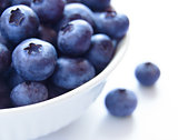 Heap of Ripe Blueberries in the White Bowl