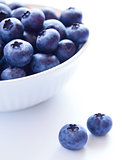 Heap of Ripe Blueberries in the White Bowl