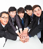 business team with hand together on the table 