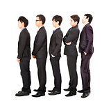  business people standing in a line and waiting