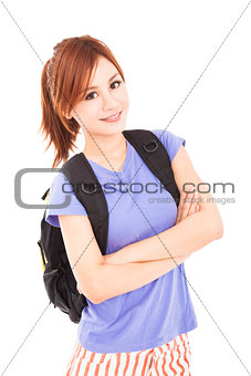 beautiful student asian girl with backpack