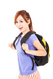 happy asian girl with backpack