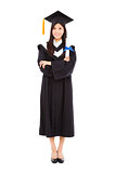 full length beautiful young graduation woman standing with isola
