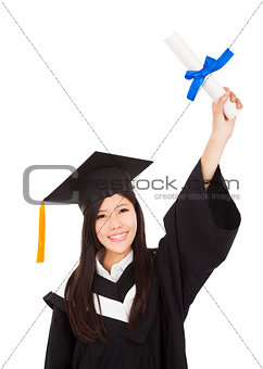 happy Graduate woman Holding Degree 