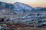 winter dusk at mountain valley