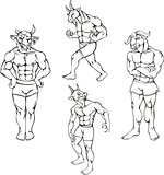 animal mascots - bull, goat, buffalo