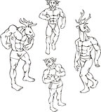 animal mascots - elk, goat, deer