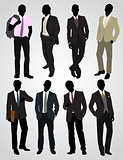 Eight businessman silhouettes 