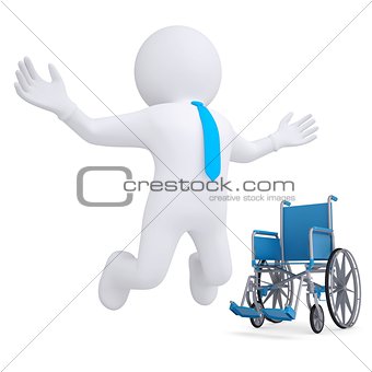 3d white man got rid of the wheelchair