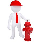 3d white man next to a fire hydrant