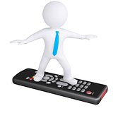 3d white man standing on the remote
