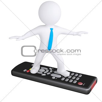 3d white man standing on the remote