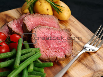 Sliced sirlion steak dinner