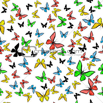 Vector illustration of beautiful seamless with colorful butterflies