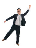 chinese business male jumping success
