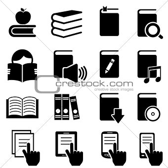 Books, literature and reading icons