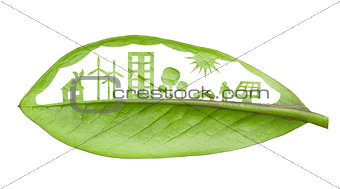 Green futuristic city living concept. Life with green houses, so