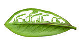 industrial city, cut the leaves of plants, isolated over white