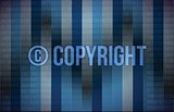 Word copyright on blue binary screen