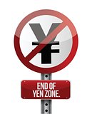 road traffic sign with a yen zone end