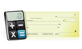 bank checkbook and modern calculator