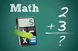 math blackboard and modern calculator