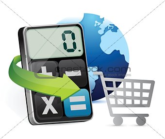 shopping cart and modern calculator