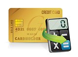 credit card and modern calculator