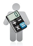 icon holding and modern calculator