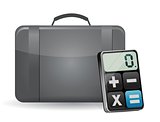 suitcase and modern calculator