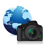 camera and a international globe