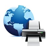 printer and a international globe
