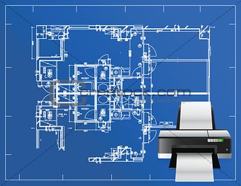 printer blueprint illustration