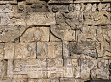 Relief at Borobudur temple on Java, Indonesia