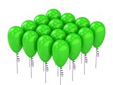 Balloons of colorful green rising up