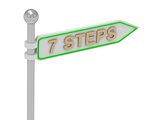 signs with gold "7 STEPS"