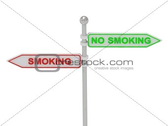 Signs with red "SMOKING" and green "NO SMOKING" 